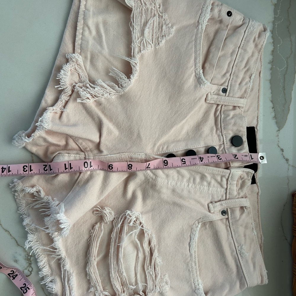Alexander Wang Pink Distressed Jean Shorts - Picture 8 of 9